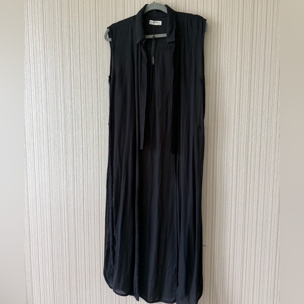 Zara Black Sleeveless Maxi Shirt Dress
